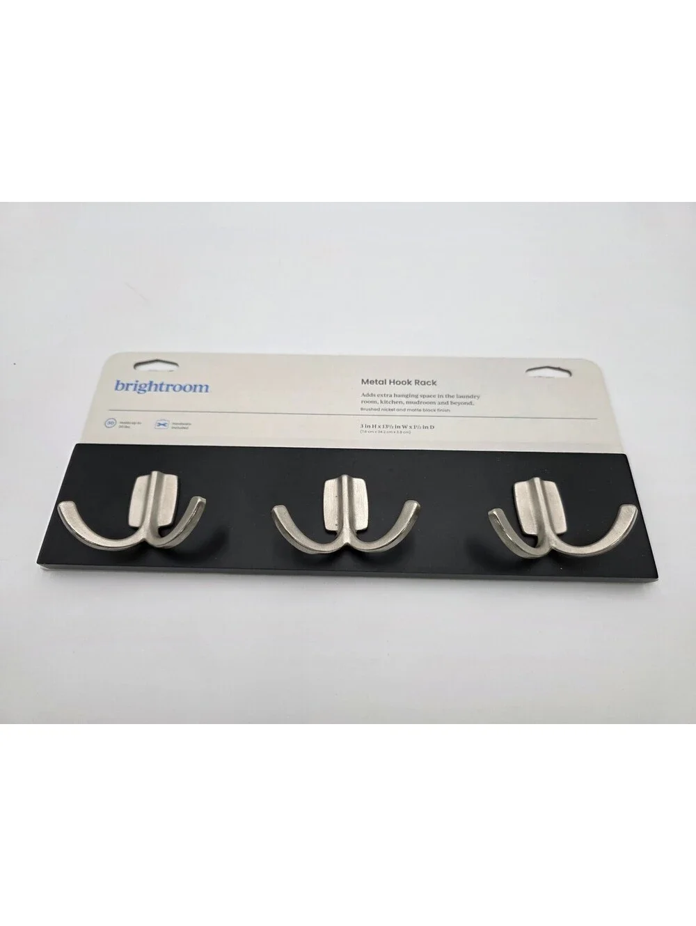 brightroom Metal Hook Rack with 3 Hooks, Holds up to 30 lbs